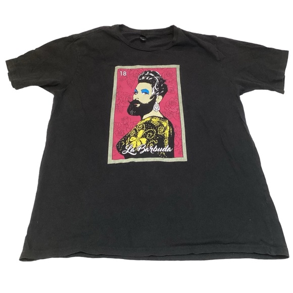 La Barbuda medium black T-shirt pre-loved‎ 100% cotton District Made - Picture 1 of 9